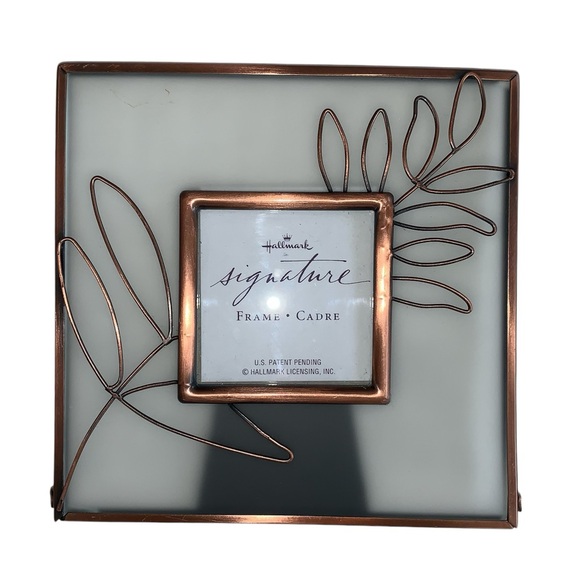 Copper Metal Frosted Glass Picture Frame Mini 2.25 Inch Photo Hallmark NWOT - Picture 2 of 11
